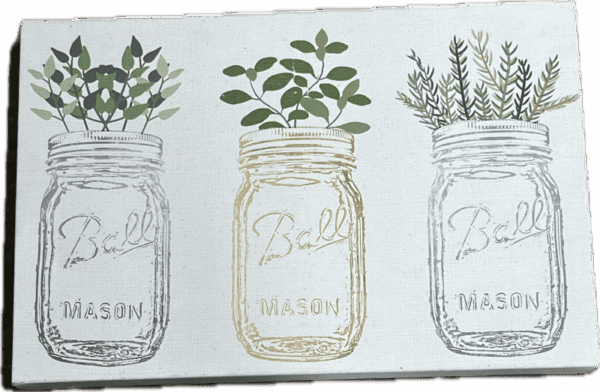 Metallic Mason Jar Plant Art