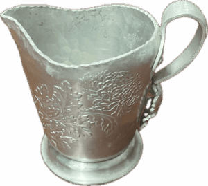 Vintage Hammered Aluminum Creamer with Floral Etchings