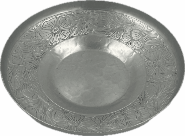 Vintage Everlast Aluminum Shallow Bowl with Flowers