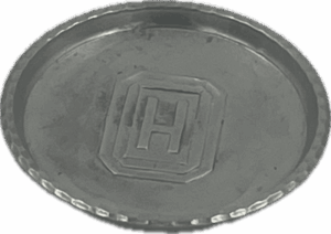 Vintage Hand Forged Aluminum Coaster with H Initial
