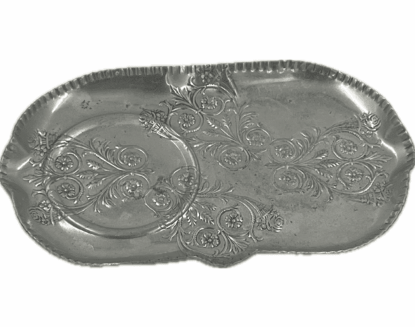 Vintage Aluminum Floral Oval Tray