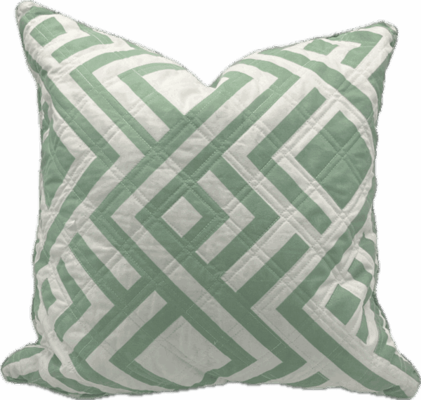 Green and White Quilted Pillow