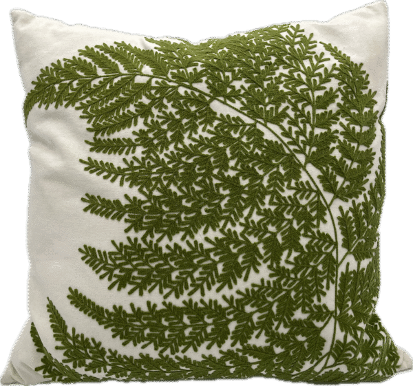 Embroidered Fern Pillow