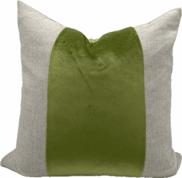 Pillow with Green Velvet Stripe