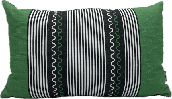 Small Black and White Stripe Green Pillow