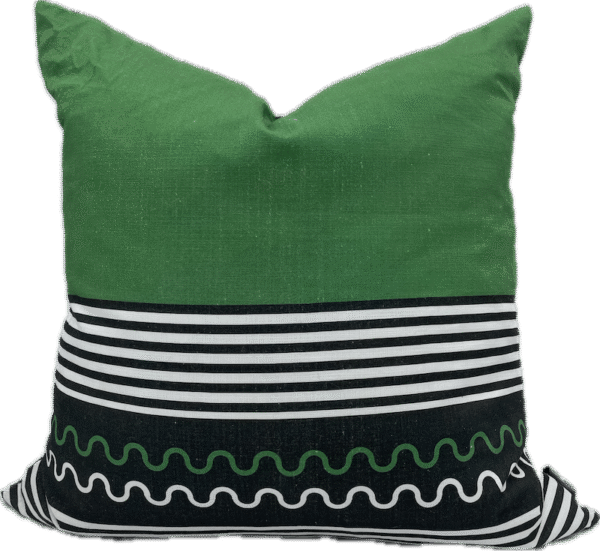 Large Black and White Stripe Green Pillow
