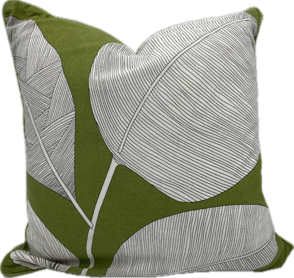 Green Striped Leaf Pillow