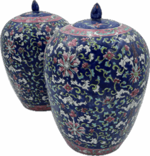 Antique Floral Ginger Jars