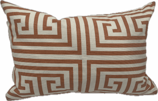 Greek Key Orange Lumbar Pillow