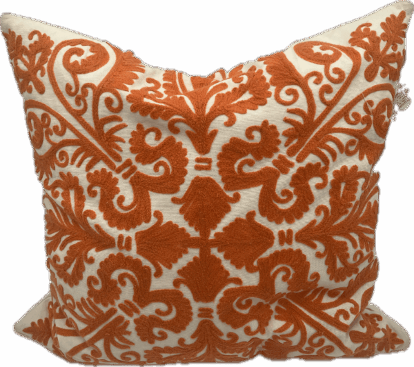 Orange Embroidered Pillow