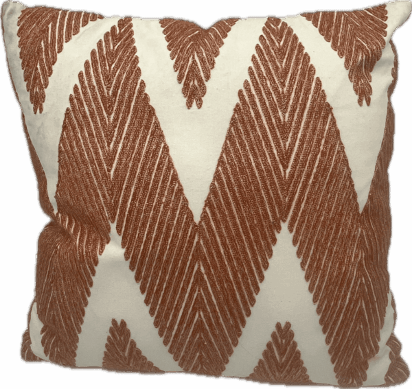 Orange Chevron Embroidered Pillow