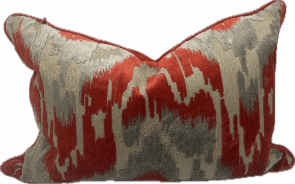 Orange and Grey Ikat Pillow