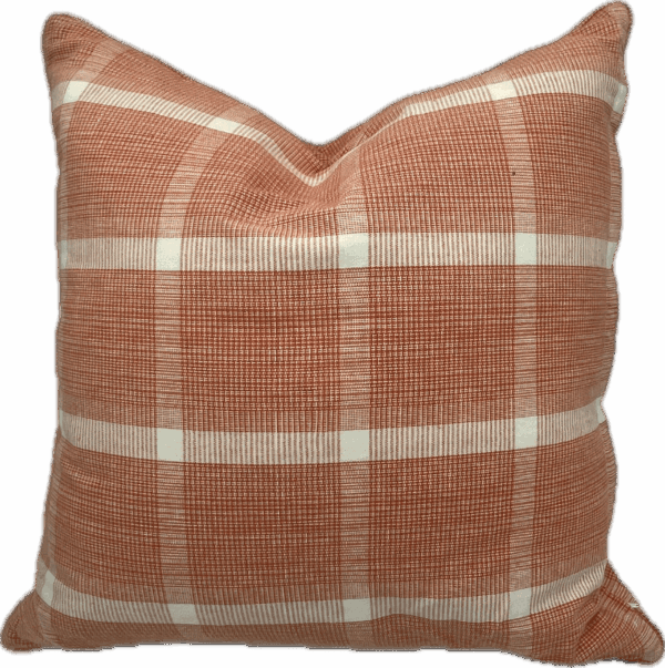 Orange and White Plaid Pillow