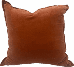 Rust Velvet and Linen Pillow