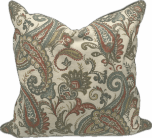 Orange and Green Paisley Pillow