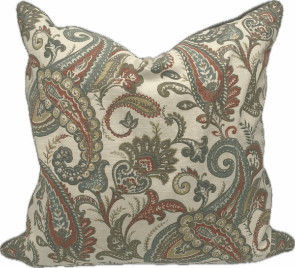Orange and Green Paisley Pillow