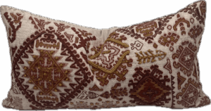 Magenta and Yellow Embroidered Lumbar Pillow