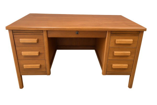Wood Desk with 6 drawers