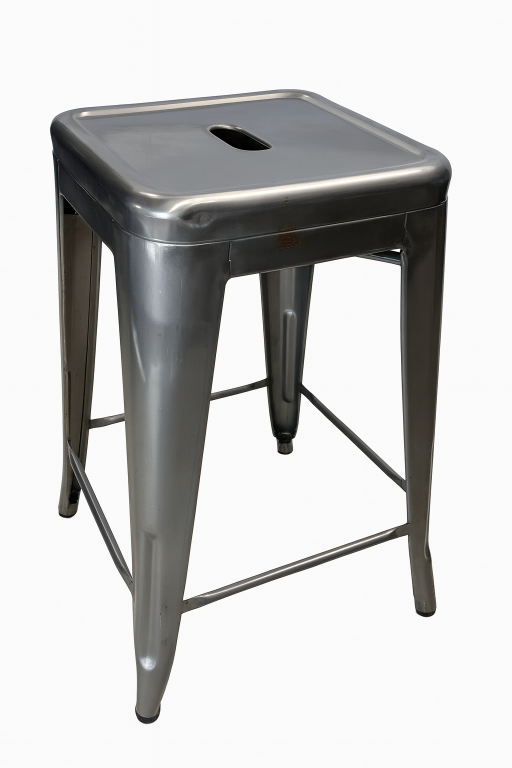 Industrial Distressed Silver Counter Stacking Stool