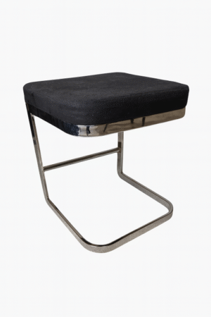 Chrome and Black Suede Counter Stool