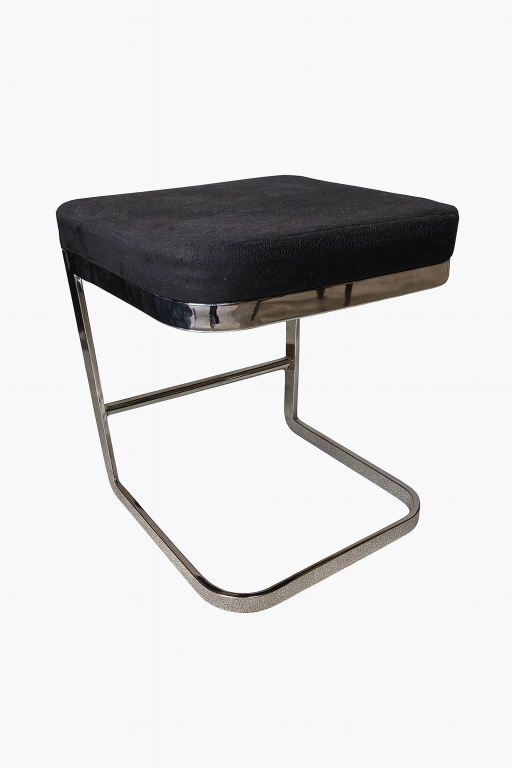 Chrome and Black Suede Counter Stool