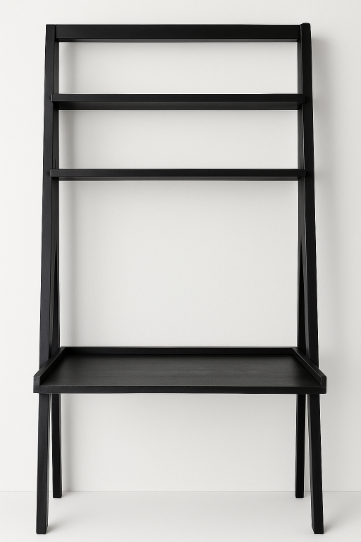 Black Leaning Shelf Desk