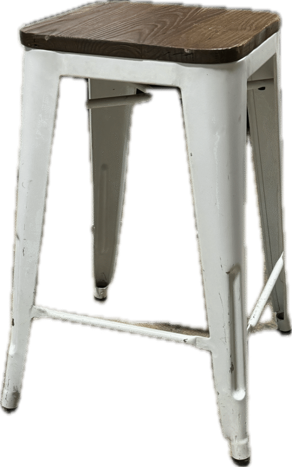 White Counter Stool With Wood Top