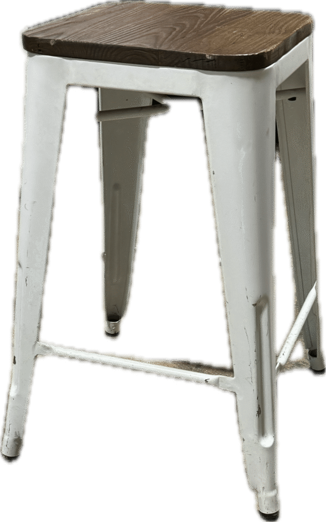 White Counter Stool With Wood Top