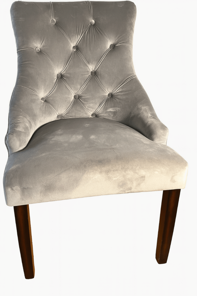 Grey Tufted Back Chair