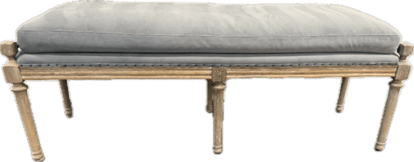 Grey Velvet Bench with Weathered Legs