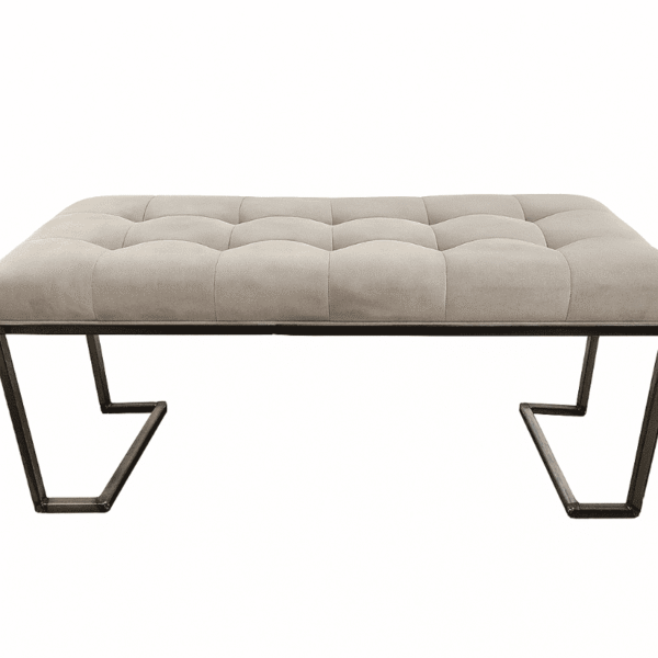 Grey Button-Tufted Velvet Bench