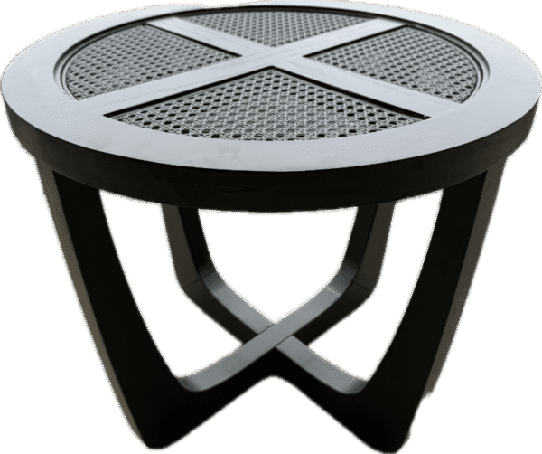 Black Rattan and Glass Side Table