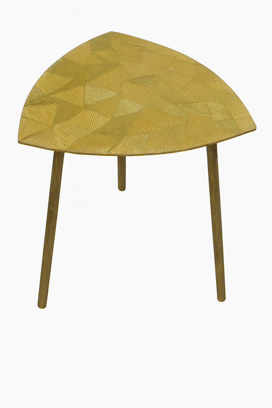 Gold Faceted Triangular Table
