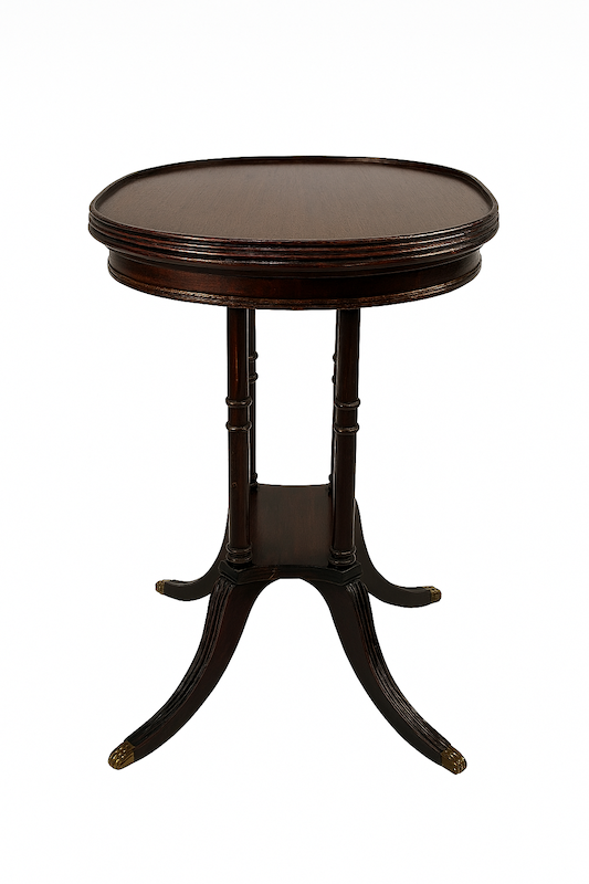 Round Dark Wood Antique Table