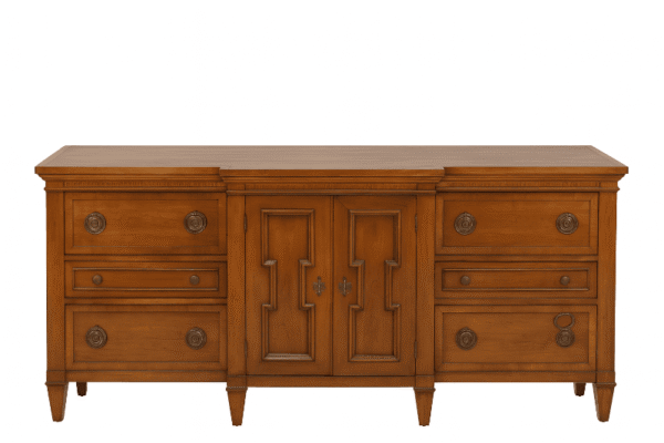 Mid-Century Walnut Credenza with Brass Pulls