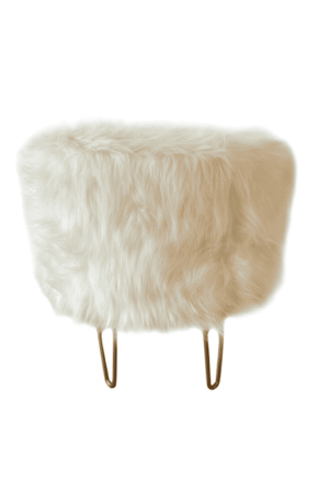 White Faux Fur Ottoman