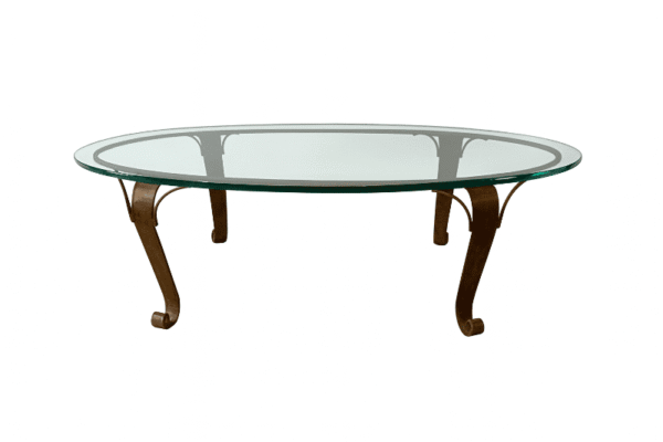 Oval Glass Table with Curved Legs