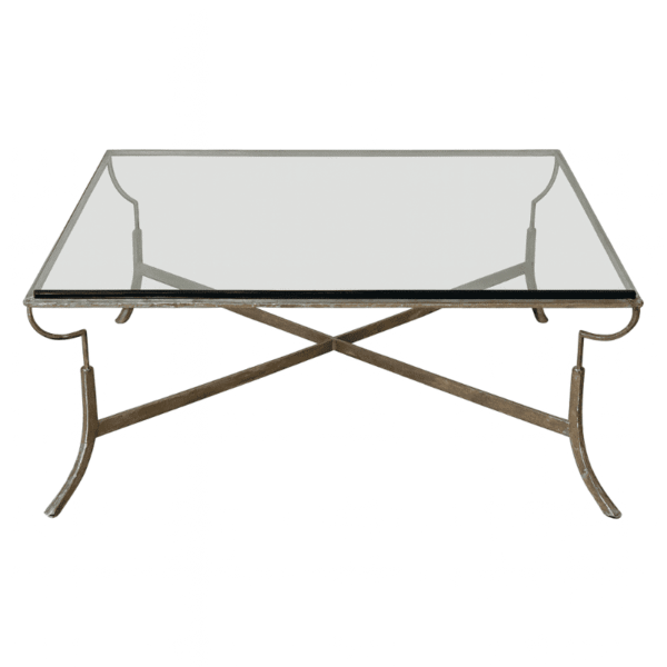 Vintage Square Glass Top Cocktail Table