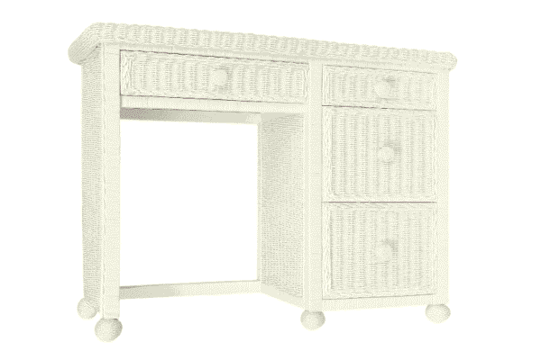White Wicker Desk with Chair
