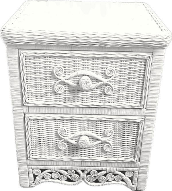 White Wicker Bedside Table