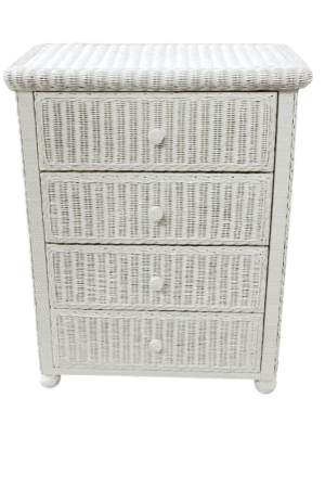 White Wicker 4 Drawer Dresser
