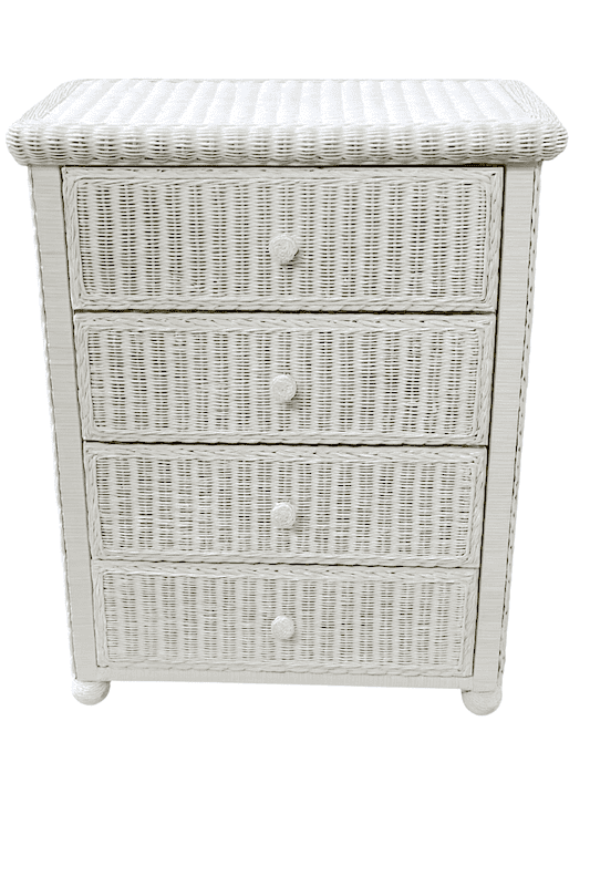 White Wicker 4 Drawer Dresser