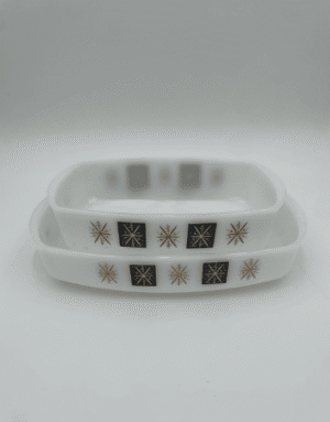 Atomic Starburst Vintage Federal White Milk Glass Dishes