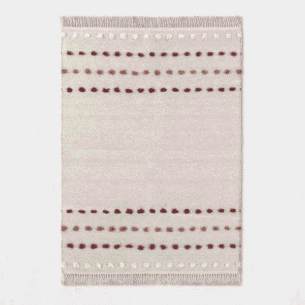 Pom-Pom Striped Woven Rug