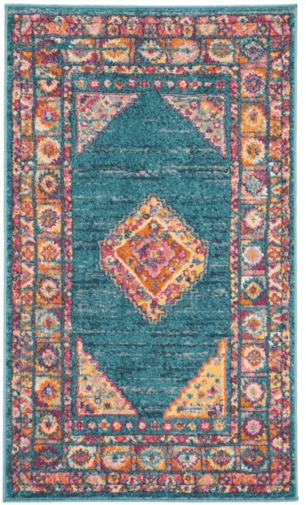 Colorful Teal Medallion Rug