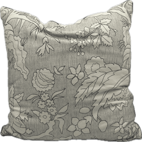 Teal Embroidered Botanical Pillow