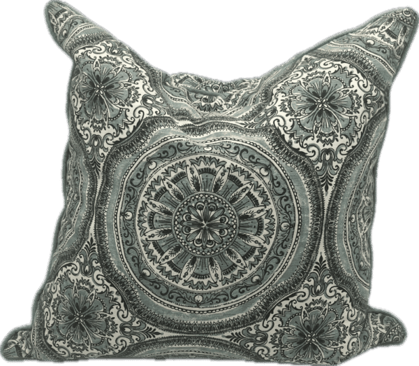 Medallion Blue and Gray Print Pillow