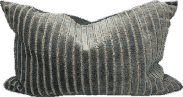 Velvet Smoky Blue Striped Lumbar Pillow