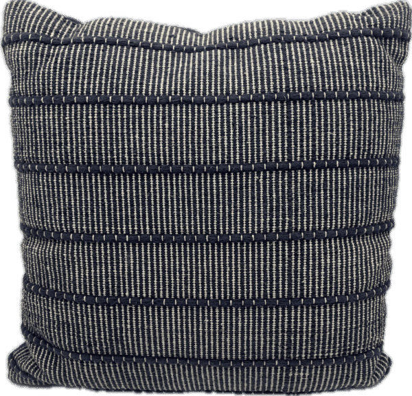 Navy Blue Textured Striped Pillow