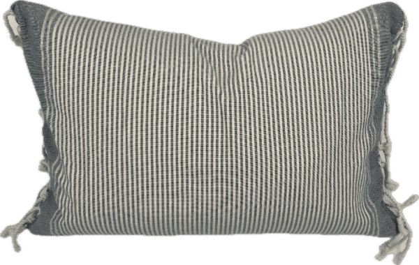 Blue Striped Tassel Pillow